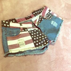 American Flag Jean Shorts
